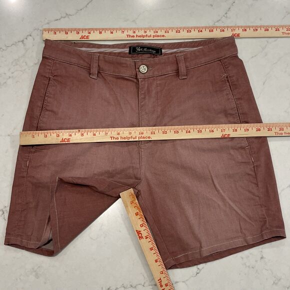 34 Heritage Sunwashed Red Mens 32 x 7 Stretch Chino Shorts Flat Front Classic - Picture 4 of 9